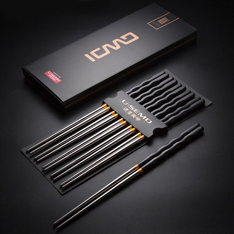 1 Pair Reusable Stainless Steel Chinese Chopsticks