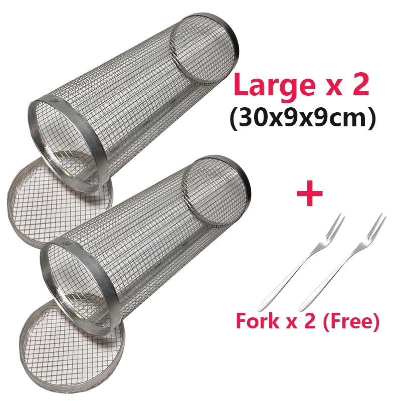 Stainless Steel BBQ Rolling Grill Basket