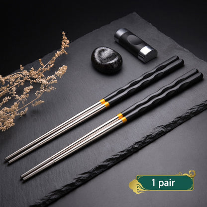 1 Pair Reusable Stainless Steel Chinese Chopsticks
